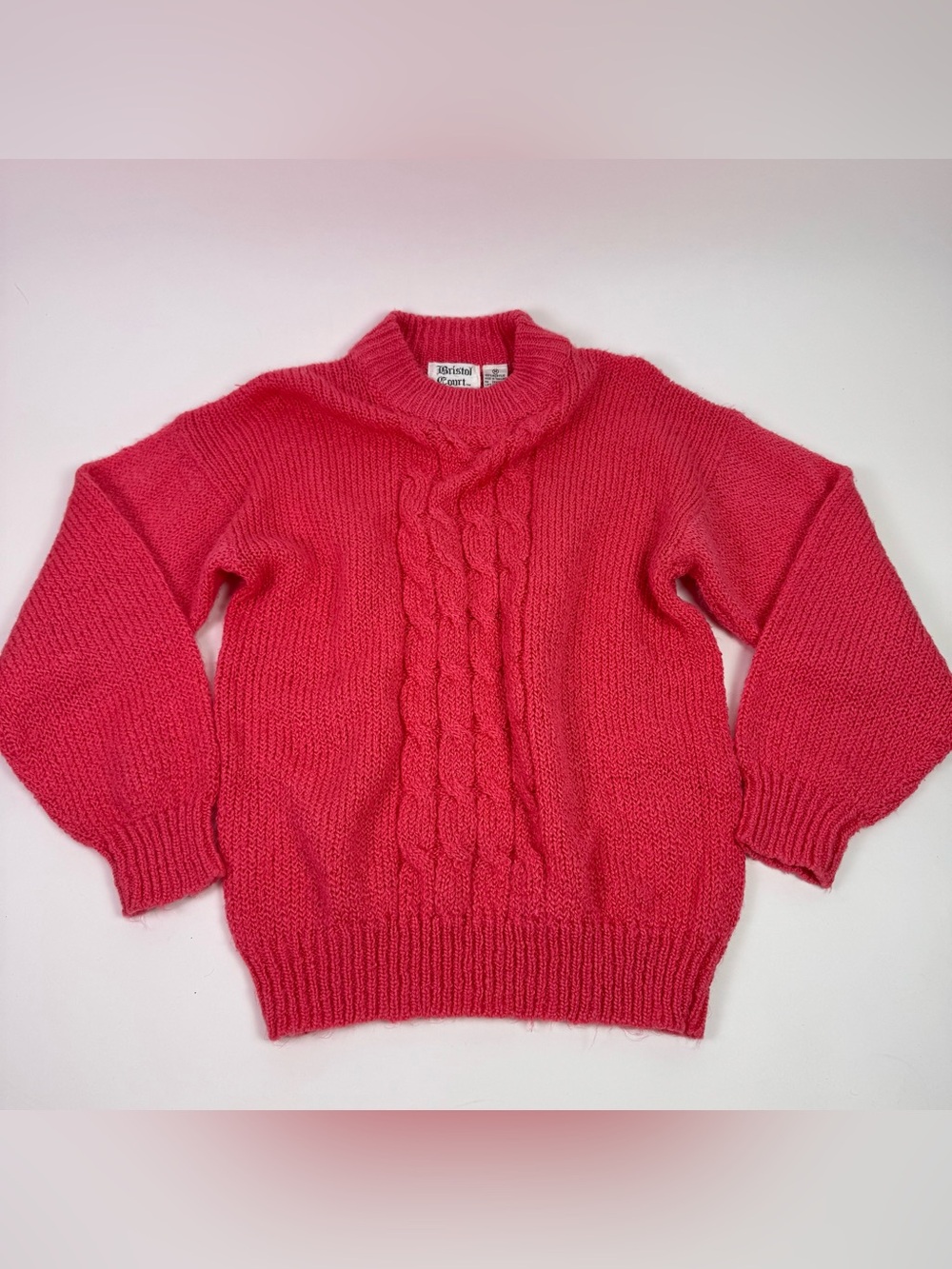 Vintage Barbie pink cable knit cozy sweater | size M | Bristol Court holiday fun